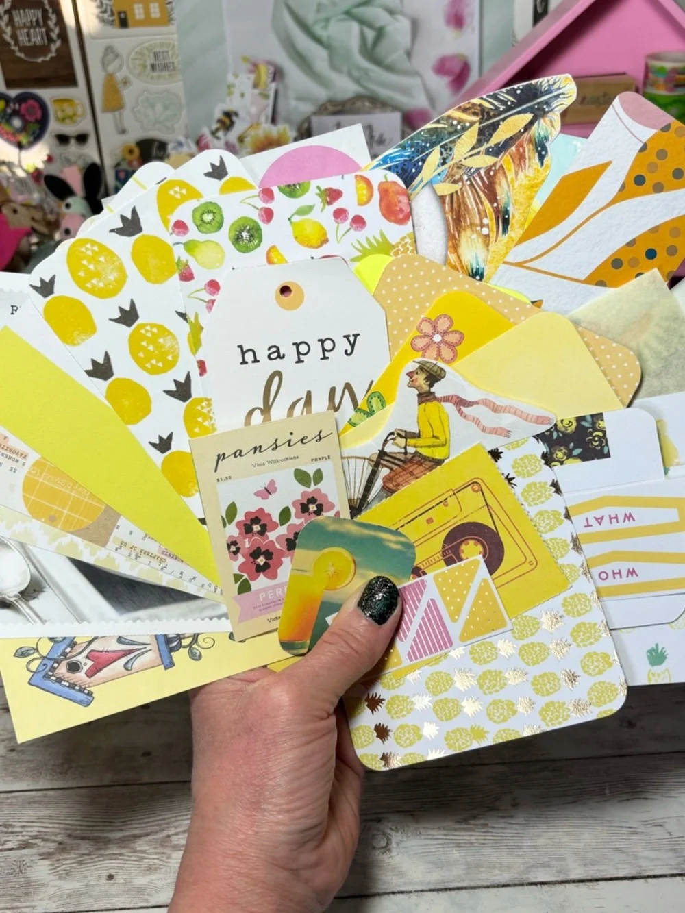 Yellow Junk Journal Paper Scrap Pack Kit 100 Pc Ephemera Planner Decor Scrapbook